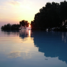 La piscina al tramonto